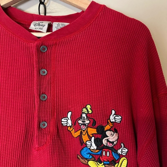 Vintage Disney Thermal Henley Long Sleeve Shirt Large - Picture 4 of 6